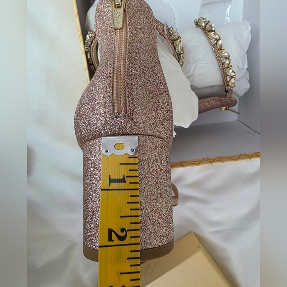 Rose Gold Badgley Mischka- Lydia Style Sparkly Bejeweled Strapped Heels- Size 10 - Picture 11 of 11
